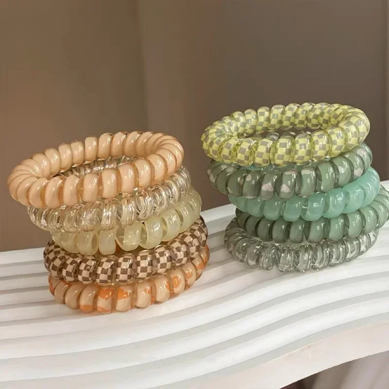 Spiral Coil No-Crease Hair Ties - 5 Pack Elastic Ponytail Holders