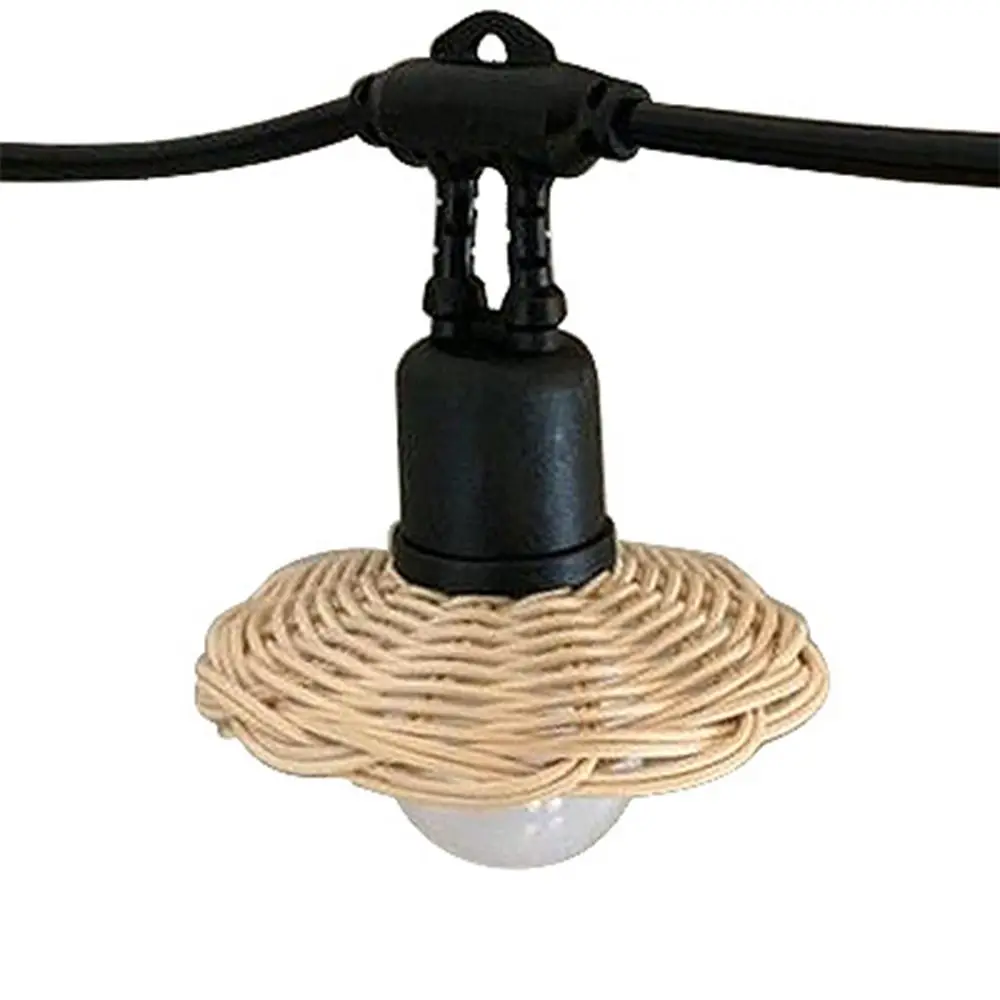 Description Picture 2 of itemRustic Rattan Lamp Shade Retro Style Classic Handwoven Chandelier Shade Lampshade Exquisite Vintage Hanging Light Cover Bedroom