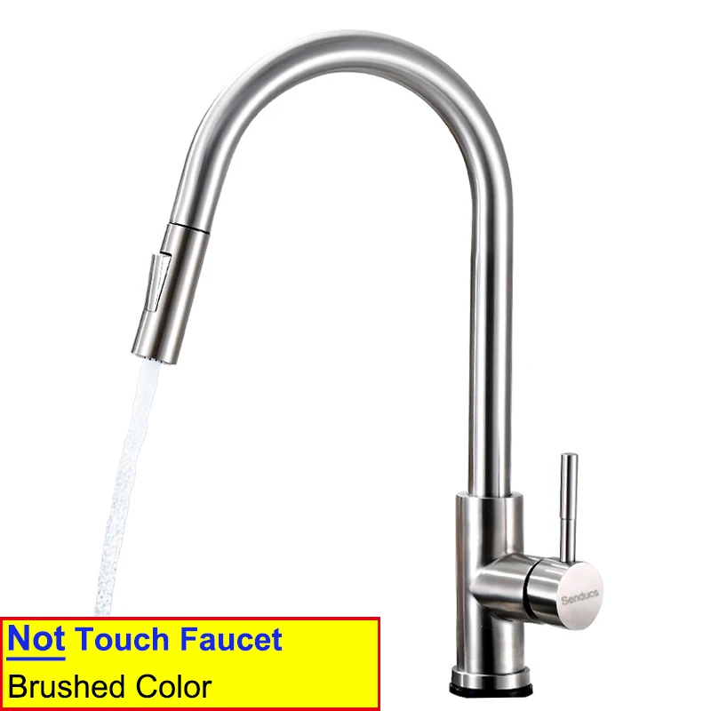 White Touch Kitchen Faucets with Stainless Steel Pull Out Kitchen Mixer Tap Single Handle Pull Down Sensor Touch Kitchen Faucet new kitchen sink Kitchen Fixtures