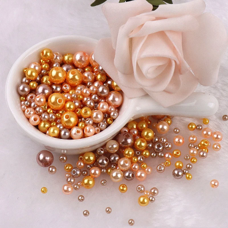 75pcs Mix 3-8mm Colorful ABS Imitation Pearls Round Beads Holes Needlework Jewelry Making DIY Charms Handmade Bracelet