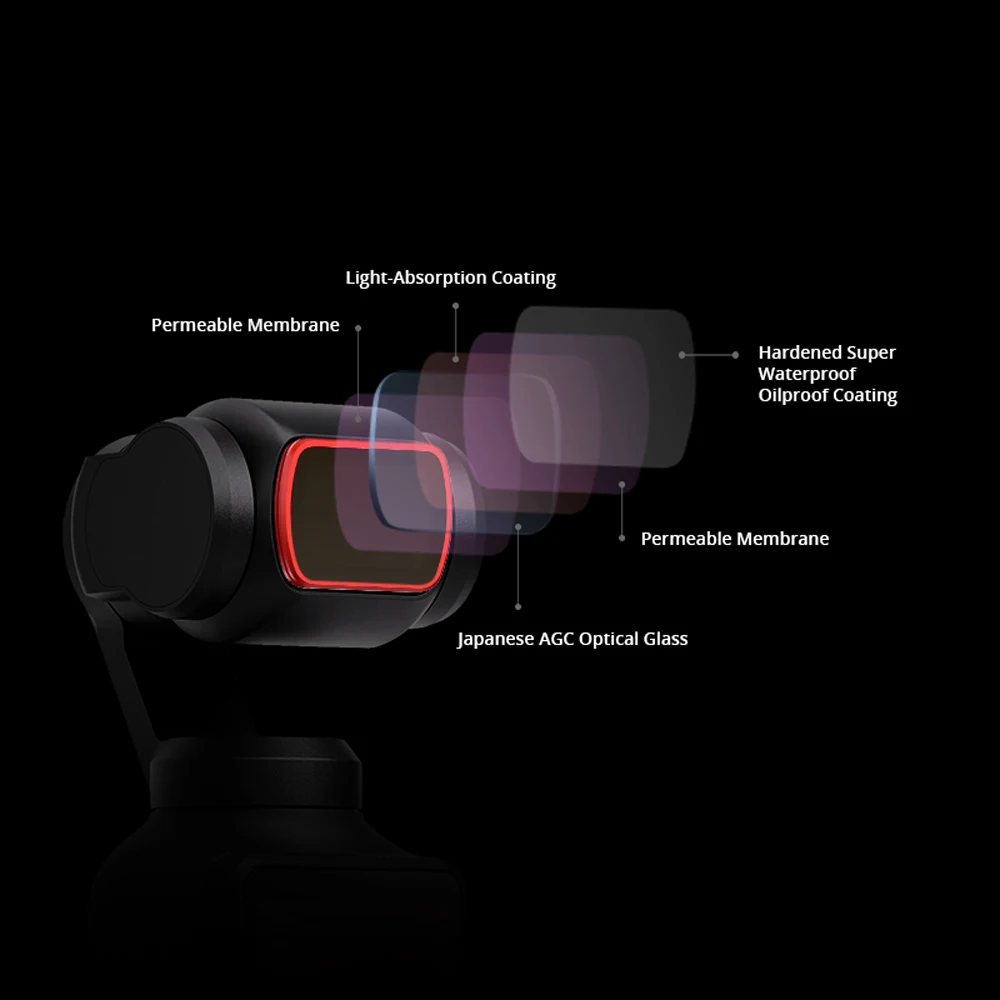 PGYTECH Magnetic CPL VND 2-5 6-9 Stops ND/PL Filter Kit For DJI Osmo Pocket 3 Camera-4-Pack Optical Glass Action Camera Filters