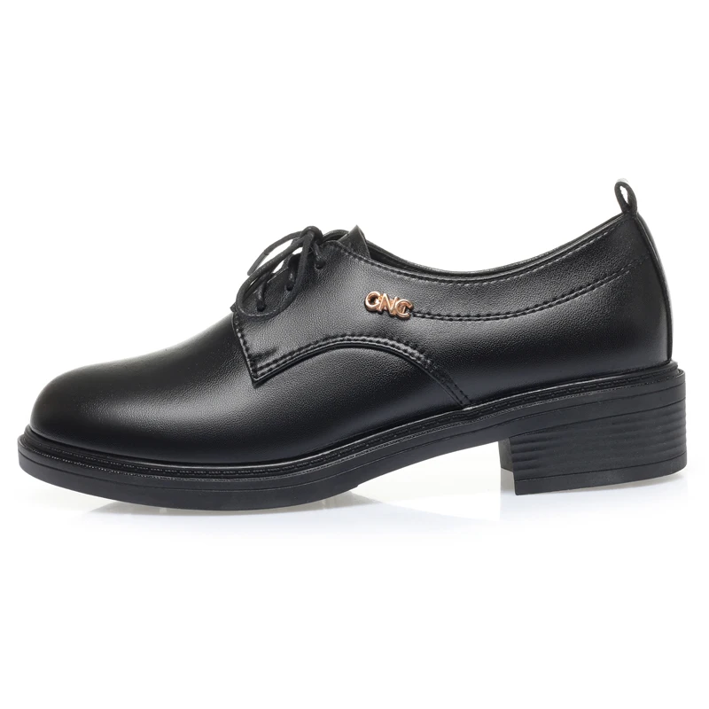 DIMANYU Dress Shoes Women's Genuine Leather 2024 Spring New Mid-heel Lace-up Women's Large Size Commuter Shoes For Women