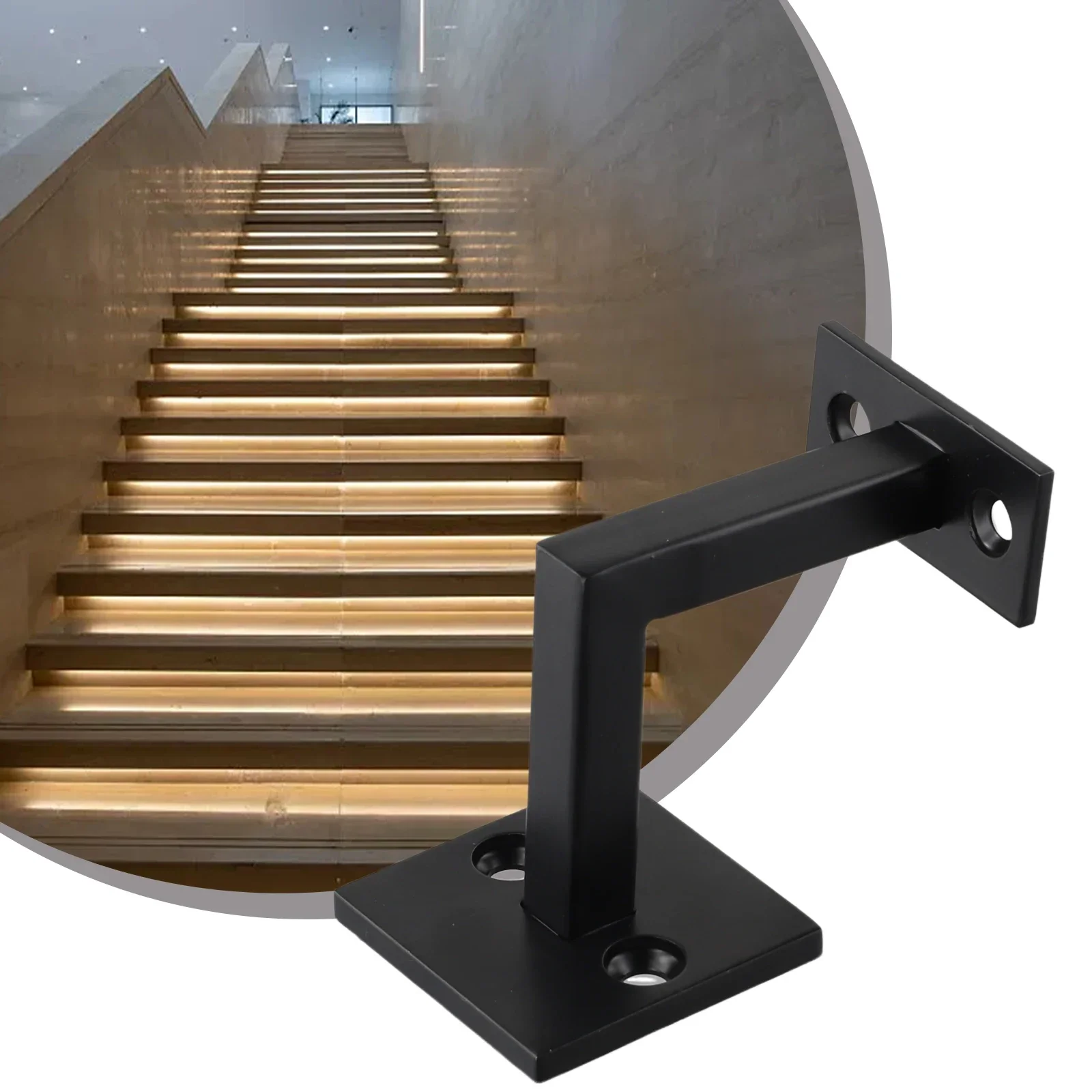 Sleek Black Stainless Steel Handrail Bracket - Durable with Perfect Dimensions