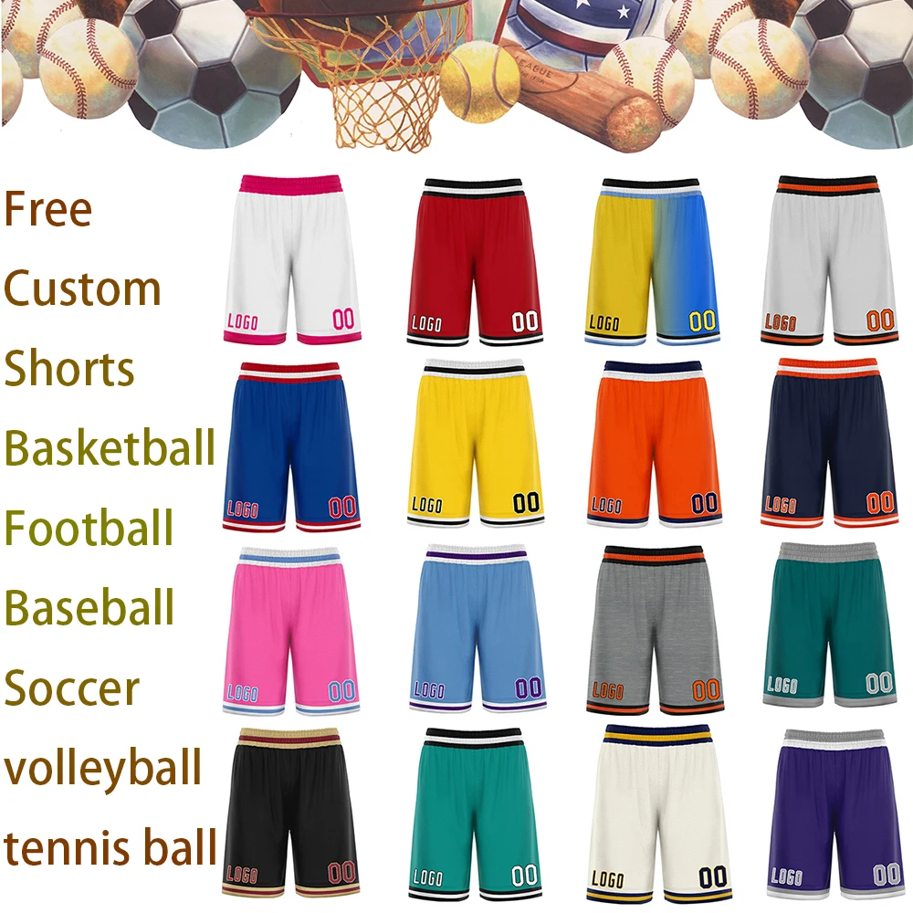 Custom Name Number Team Personalized Street Couple Shorts Women Men Sportwear Hip Pop Orange Pink Green Blue Gray Size S-4XL