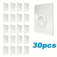 30PCS Wall Hooks Transparent Strong Self Adhesive Key Towel Door Wall Hanger Hanging Kitchen Bathroom Accessories Hooks 1