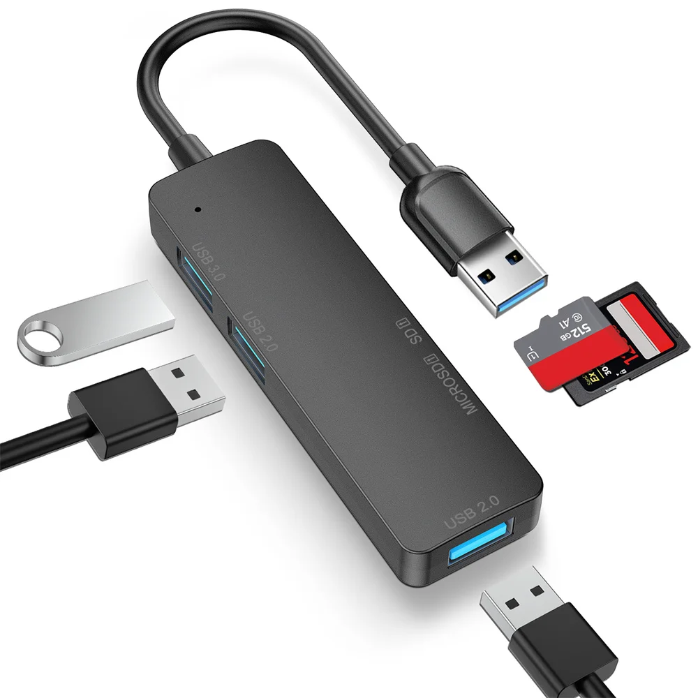 5 En 1 Adaptateur 1 Usb 3.0 Et 2 Usb 2.0, Multiport Hub Lecteurs