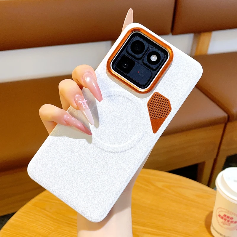 Magnetic PU Leather & PC Heat Dissipation Case with Metal Camera Lens Protector