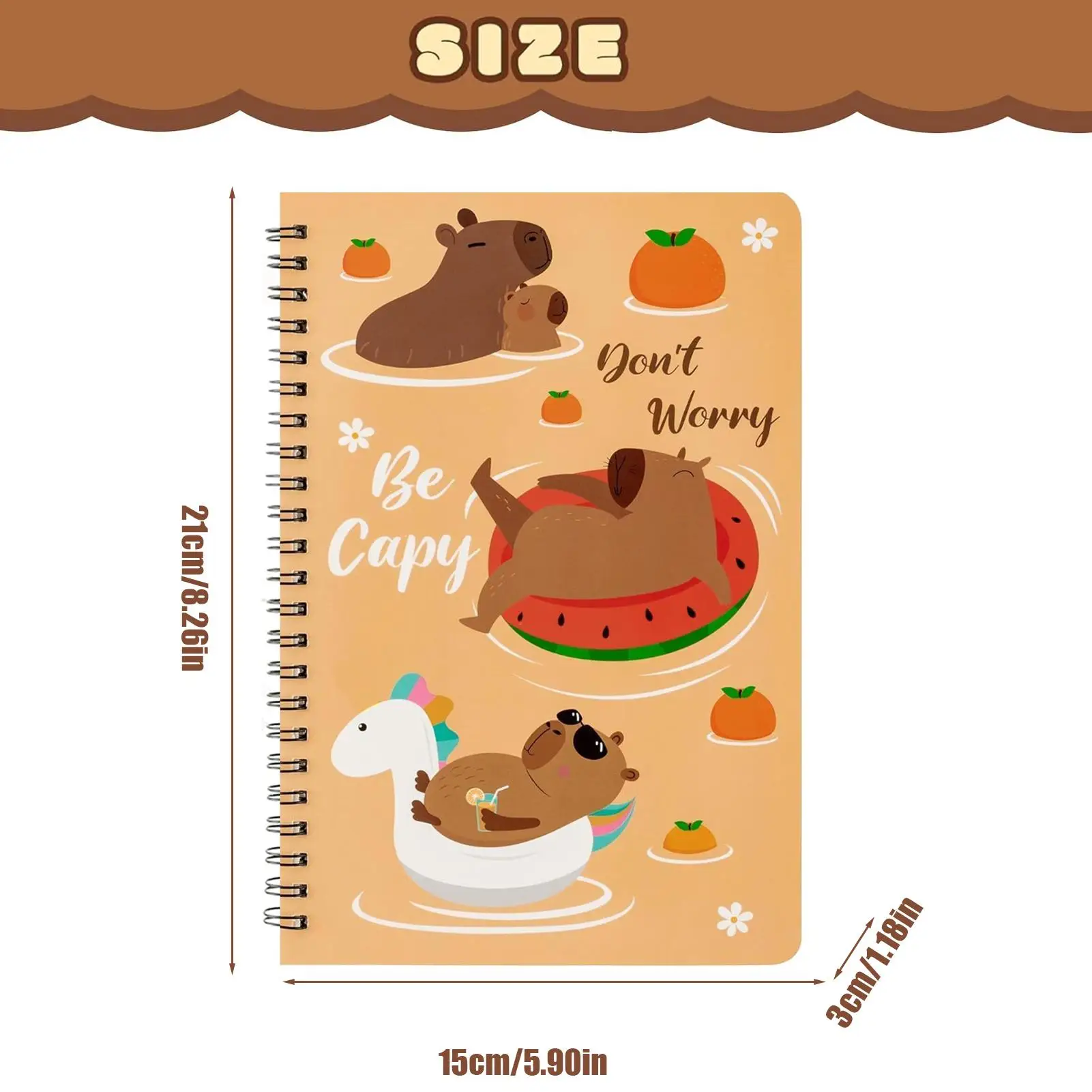 Spiral School Notebooks A5 Travel Journal Spiral Notebook 2 Pieces Students Capybara-Themed Cute Stationary For Classroom