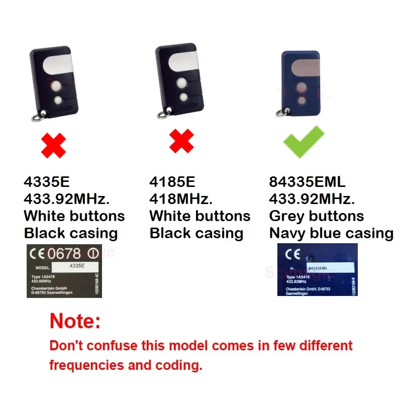 94330E 94335E 94333E 94335EML 84335EML 84330AML 1A5639-7 ML700 Garage Door Gate Remote Control 3