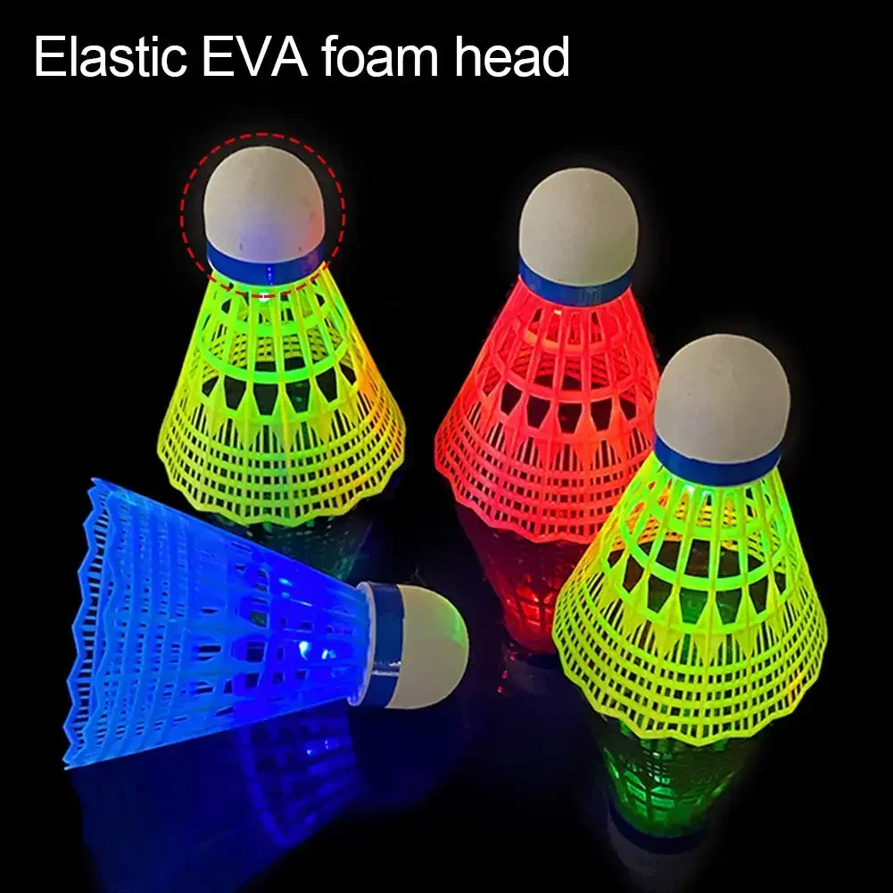 6Pcs LED Badminton Ball Glowing Light Up Plastic Badminton Shuttlecocks Colorful Lighting Balls Sports Training In/Outdoor Game badminton ball badminton shuttlecock