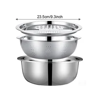 Stainless Steel Kitchen Set with Integrated Grinder, Multi-Filter and Mixing Bowl - for Cleaning and Slicing ,Vegetables, Cheese 3