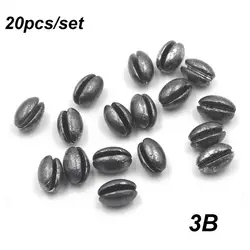 Premium Bean-Shaped Solid Oval Split Shot Lead Sinkers - 20PCS (3B)