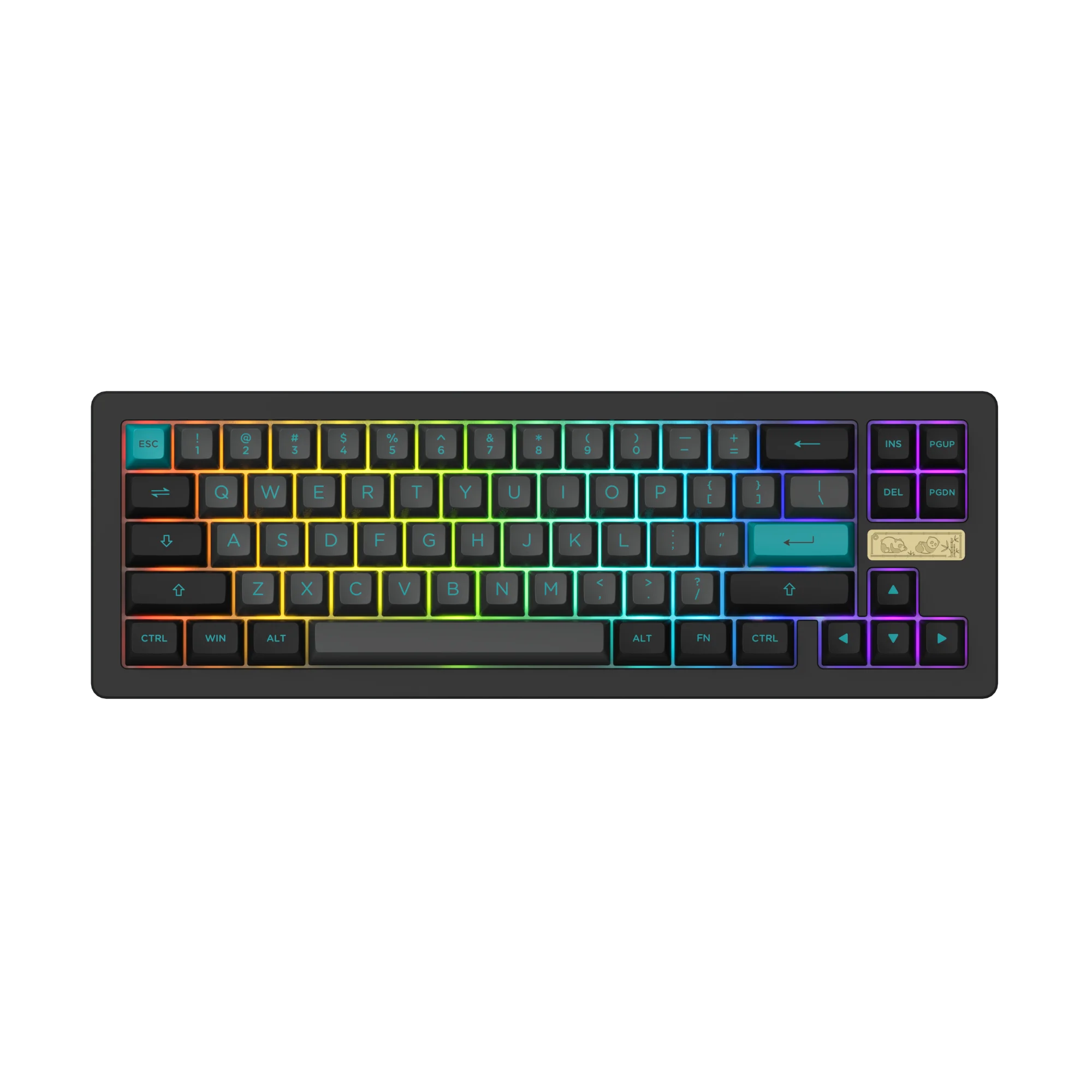 Akko ACR 프로 68 블랙 앤 시안 유선 기계식 키보드, RGB 핫 스왑 개스킷 장착 아크릴 CNC 케이스, ASA PBT 키캡 포함