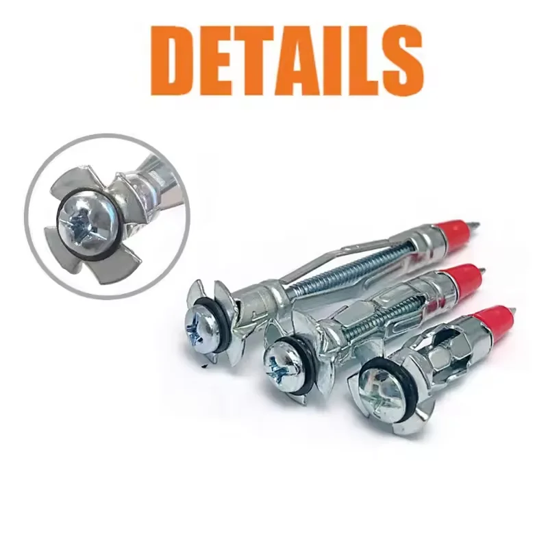 Drywall Anchor Kit Drywall Anchor Hollow Wall Anchor Set Steel Wall Anchor 52PCS Galvanized Steel Anchor Screw Combination Kit 35mm 46mm 59mm Hollow Wall Drywall Anchors for Secure Fastening