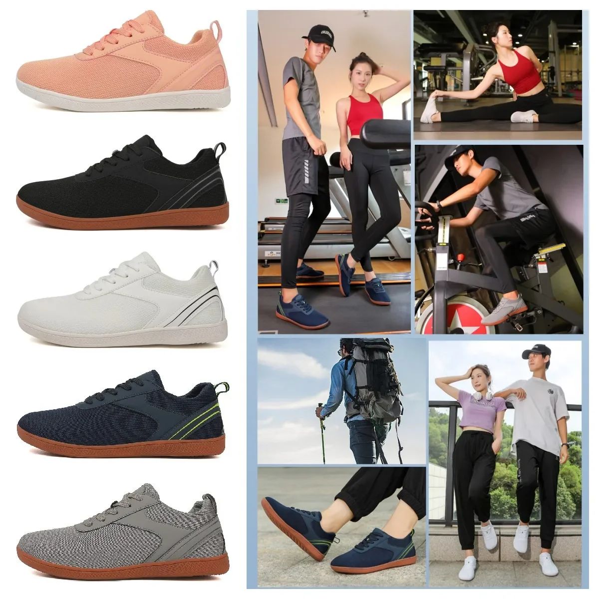 Cross-Border Outdoor Non-Slip Wide-Footed Shoes Lose-Fit Sports Casual Shoes Hiking Wide Fitness Running Exercise