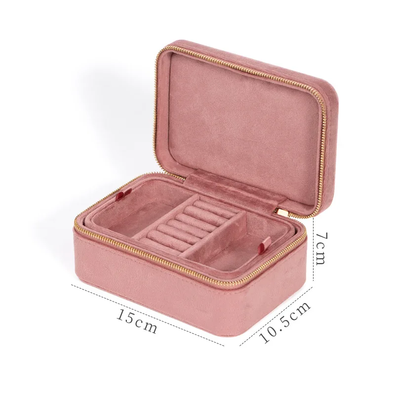 Velvet Rectangular Flannel Jewelry Storage Box Portable Jewelry Organizer Box Rings Earrings Necklace Display Jewelry Box