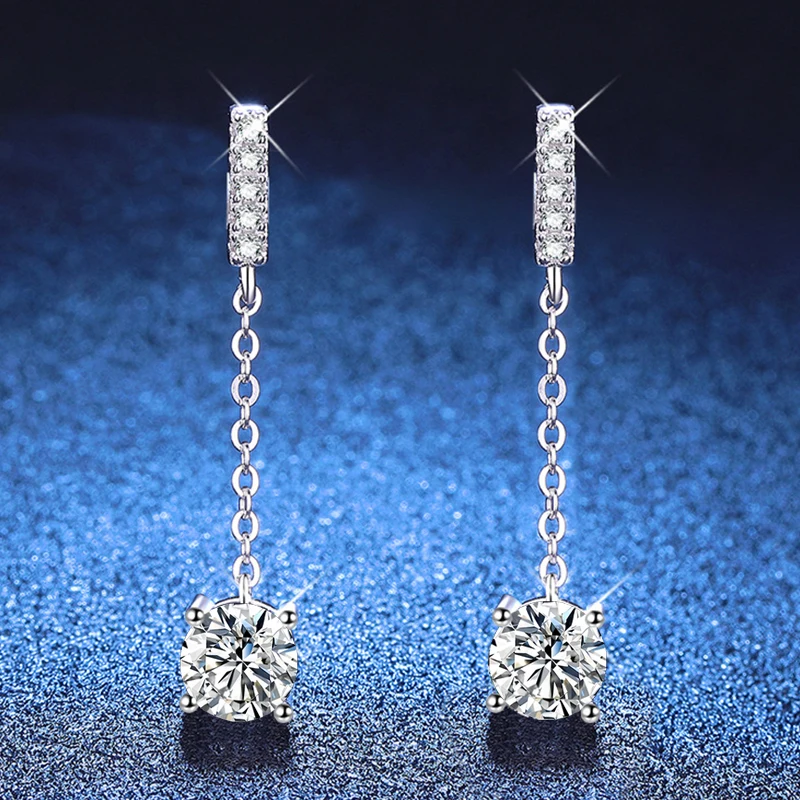 NeeTim 1 Carat D Color Moissanite Diamond Drop Earrings 925 Silver with White Gold Plated Charm Earrings For Women Wholesale 3 NeeTim 1 Carat D Color Moissanite Diamond Drop Earrings 925 Silver with White Gold Plated Charm Earrings For Women Wholesale - Image 3