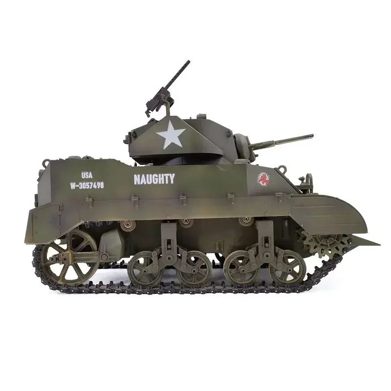 COOLBANK RC Tank 1/16 Scale 2.4ghz U.S. M5A1 Stuart Light Tank Model, Remote Control Tanks with Sound and Light  for Boys Adults 4