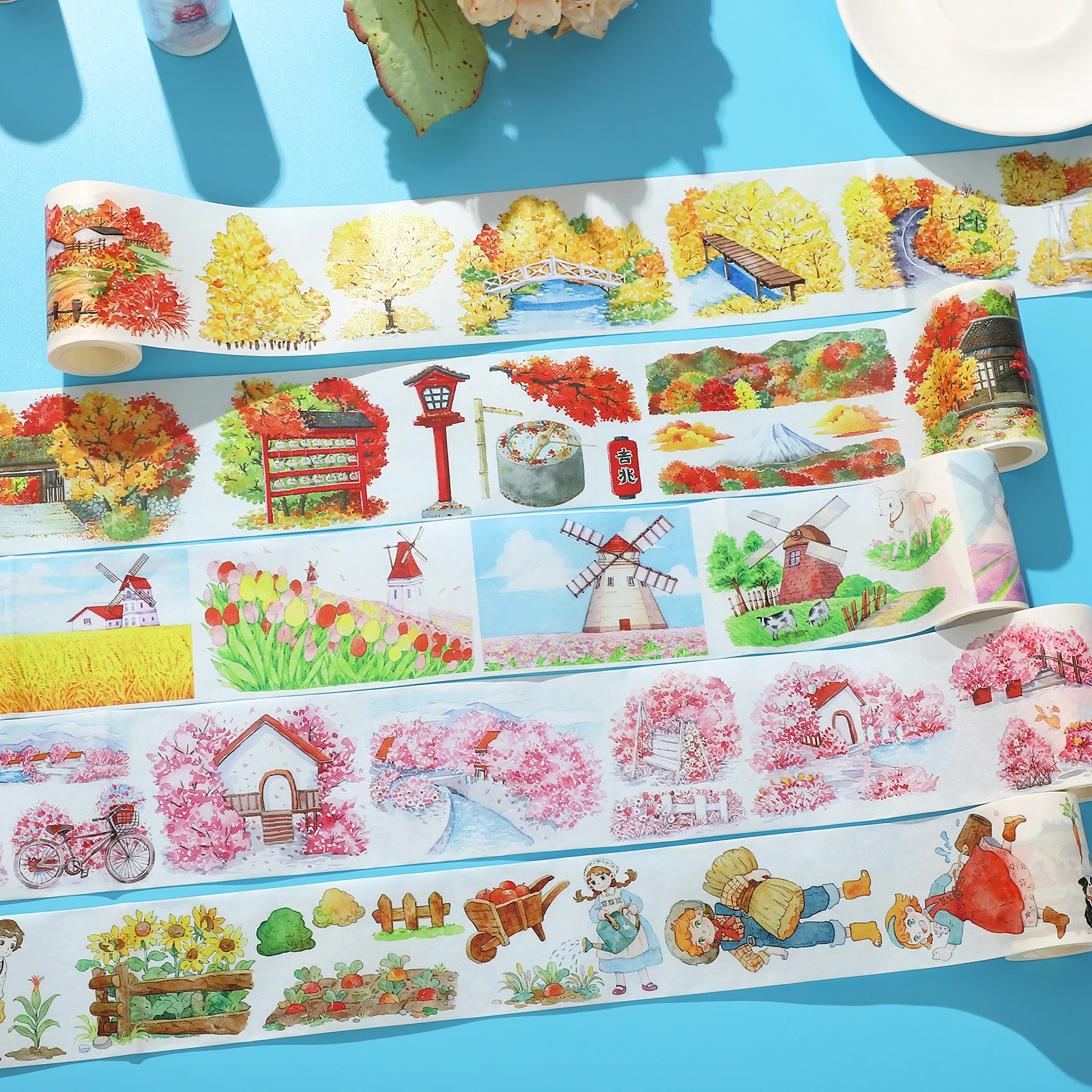 

500cm/ Roll Alice Cartoon Landscaping Special Ink Washi Tape Creative DIY Journal Scrapbooking Collage Decor Stationery