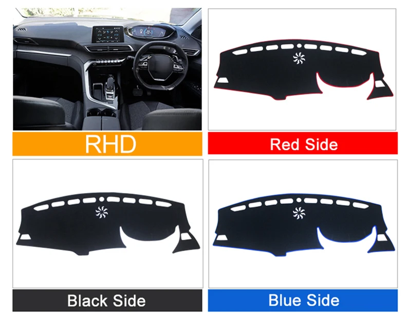 Auto-Armaturenbrett-Abdeckungsmatte, vermeiden Sie Lichtpolster, Anti-UV-Teppiche für Peugeot 3008 5008 GT Hybrid 2016 2017 2018 2019 2020 2021 2022 2023 – Detail 5