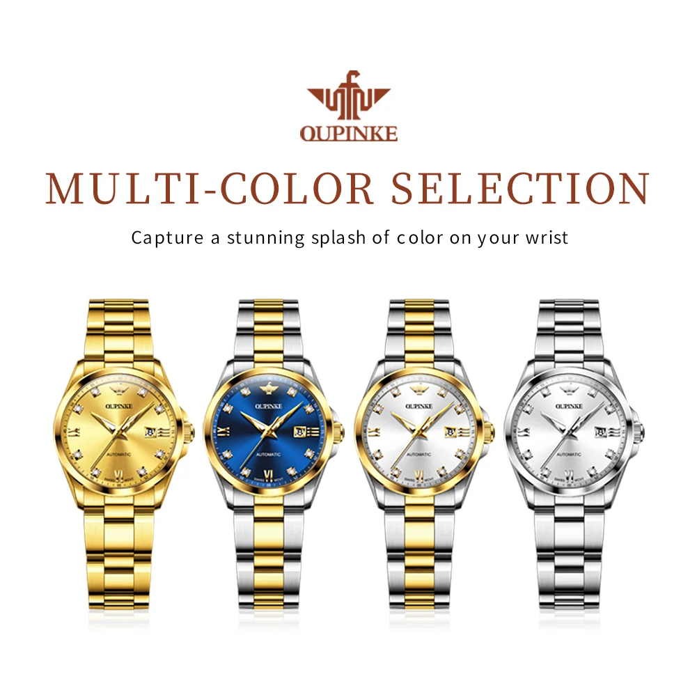 OUPINKE 3199 High end Brand Swiss Movement Women's Watches Sapphire Automatic Mechanical Watch 50m Waterproof Bracelet Gift Box 6