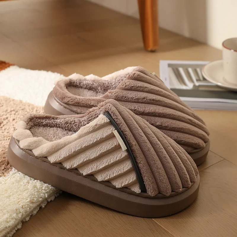 Men Winter Slippers Man House Non Slip Soft Shoes Comfort Flat Home Indoor Bedroom Plush Slipper Extra-large Cotton Shoes mens winter slippers
