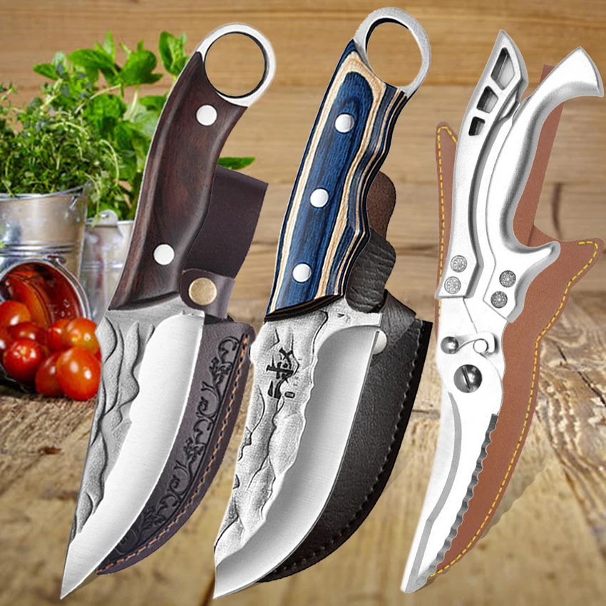 Abert Safari Coltello Carne Con Lama Filo Rasoio E Manico In Legno