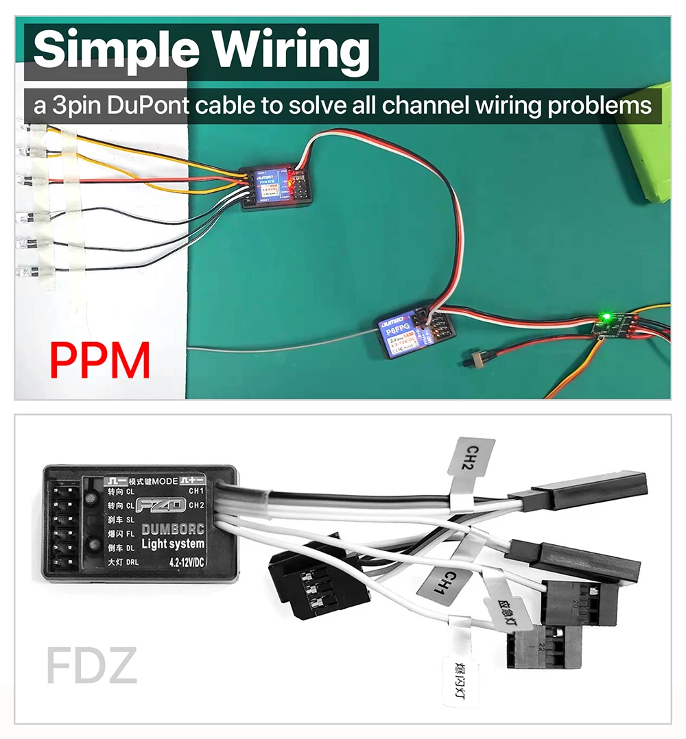 Système d'éclairage PPM DUMBORC pour simulateur RC, boîtier du contrôleur avec boutons et ports