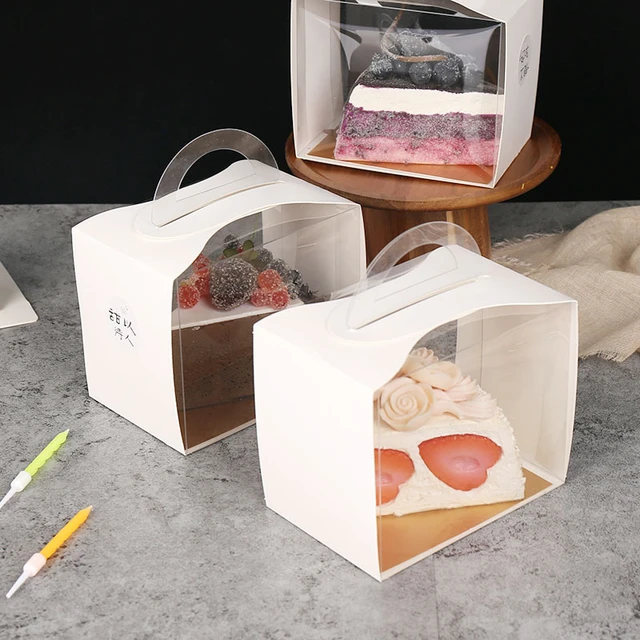 Caja transparente de 3 capas para tartas de 6 pulgadas de alto, embalaje de  panadería con tapas, paquete de 2 cajas transparentes para bodas