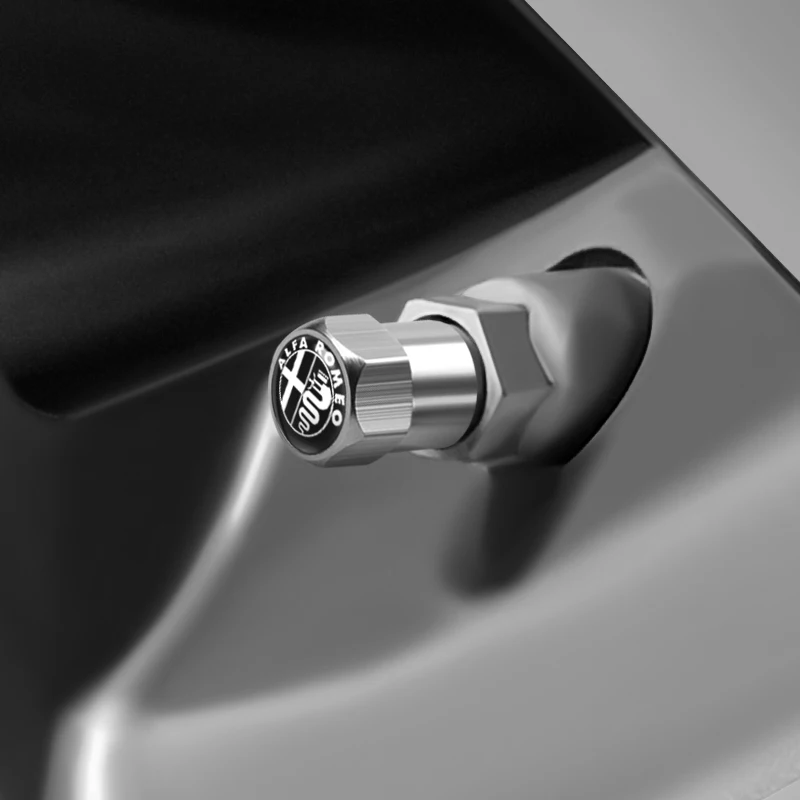 4Pcs Car Tire Valve Stems Cap Aluminum Wheel Stem Air Caps For Alfa Romeo Giulia Stelvio MiTo Giulietta Tonale ALFA 4C Disco 6