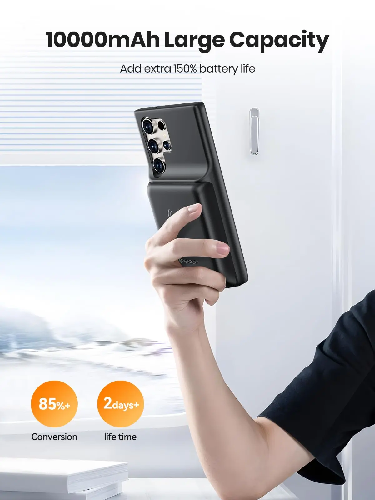10000mAh Battery Charger Case for Samsung Galaxy S24 Ultra Wireless Charging Power Bank Smart Charger Cover Battery Pack Power Bank