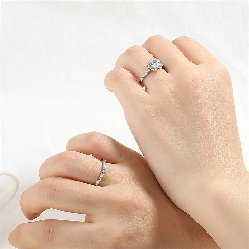 Crystal Rings Zircon Rings Stone Rings Fashion Rings Wedding Rings Fashion Ring Finger Rings Metal Rings 2pcs Luxury Geometric Big Clear AAA CZ Cubic Zirconia Decor Silver Color Ring For Women Multipack Wedding Jewelry Gift