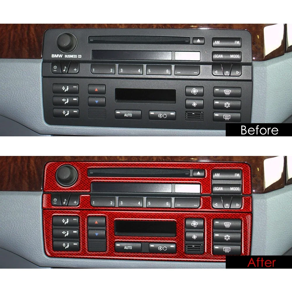 

3Pcs Carbon Fiber Car Interior Center Console CD Panel Cover Trim Sticker Decal for BMW 3 Series E46 1998-2004