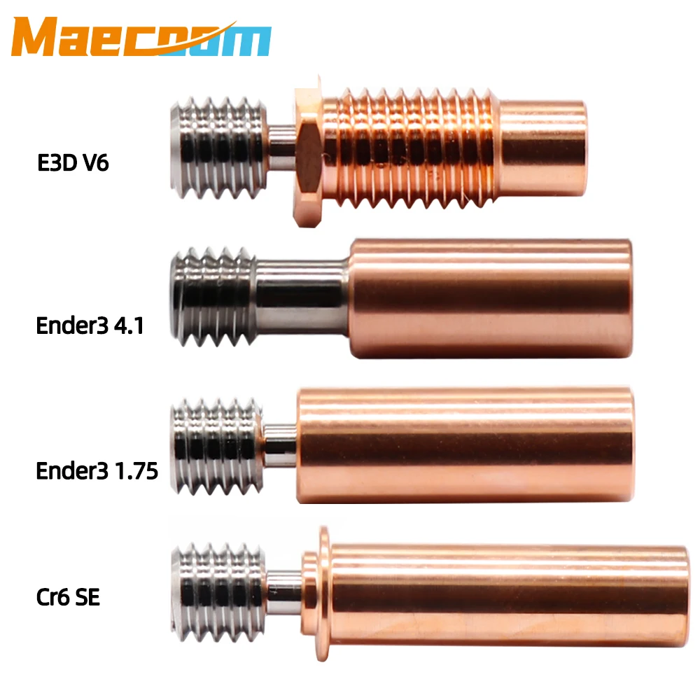 바이메탈 Heatbreak E3D V6 MK8 Ender3 CR10 Cr6se AC HOTEND 구리 및 티타늄 합금 업그레이드 모든 금속 목구멍 1.75MM 필라멘트
