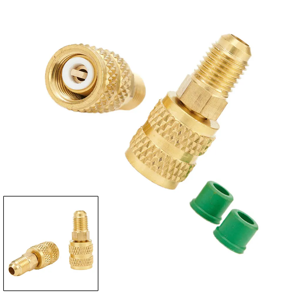 

2pcs Brass R410a Adapters Female 5/16\" SAE Male 1/4\" SAE For R22 Air Conditioning Adapter Connection Adapter Tools Accessories