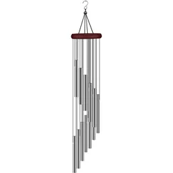 Elegant Aluminum 12-Tube Pine Wind Chime - Waterproof & Windproof (Silver)