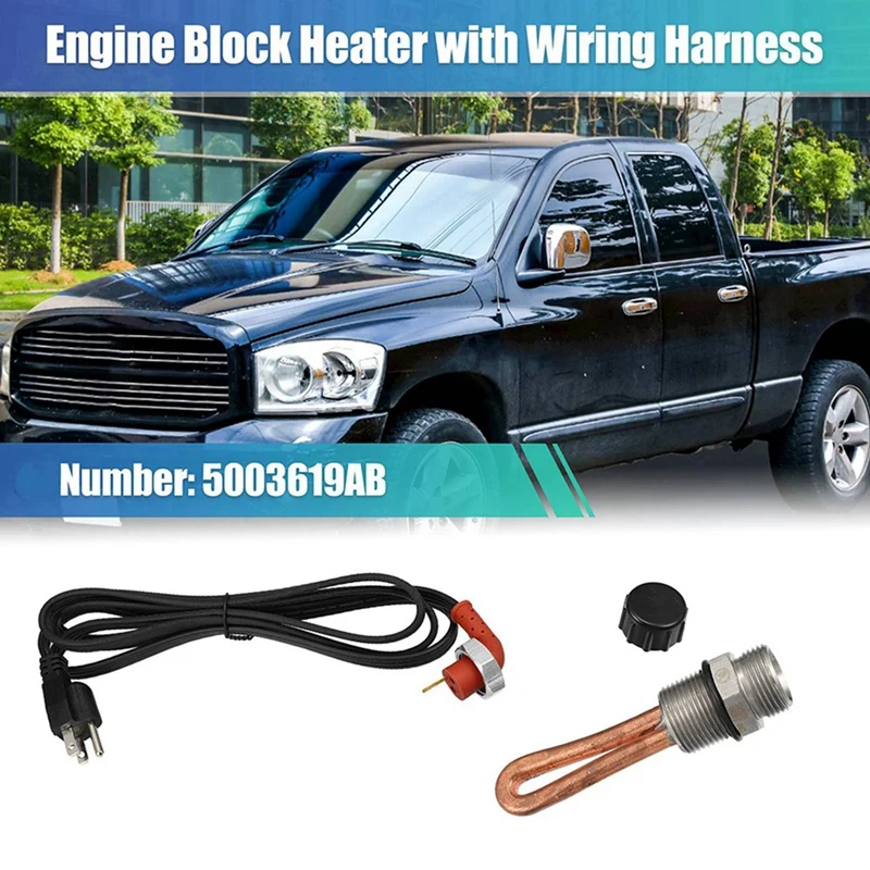 

120V 750W Engine Block Heater Kit For Dodge Ram 2500 3500 5.9L 6.7L Block Heater Assembly 5003619AB Accessories