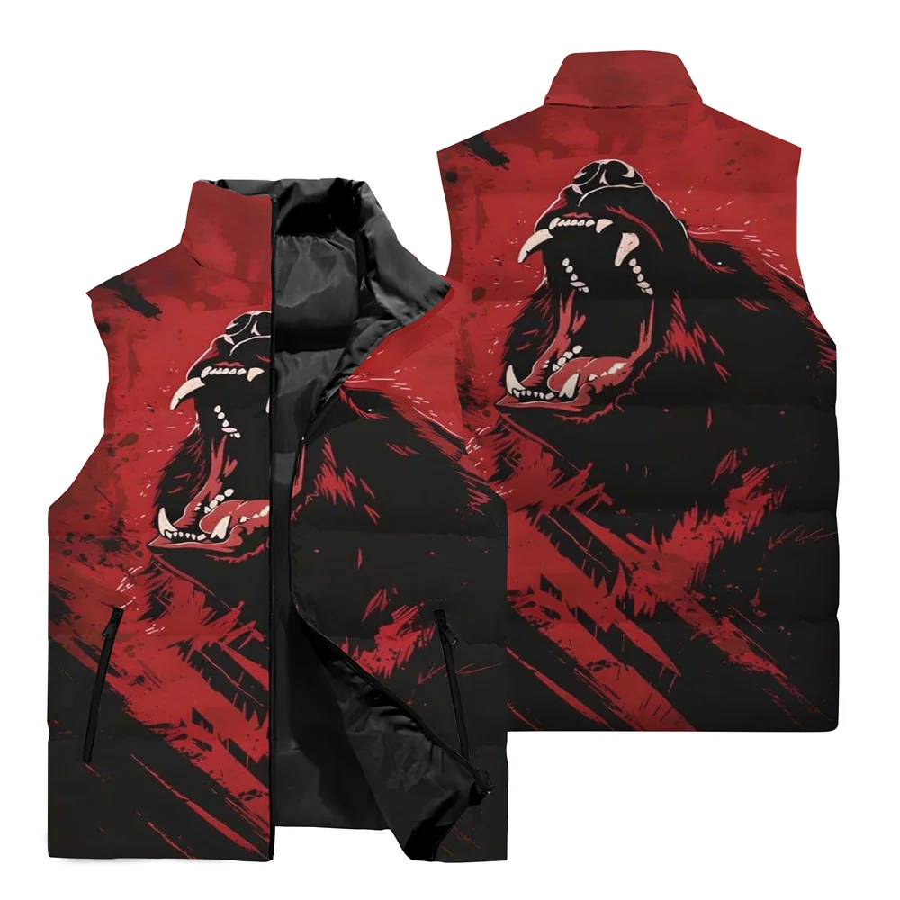 thumbnail image 1 of Chaleco de ciclismo para hombre con estampado 3D de calaveras, jersey de ciclismo para motocicleta, chaleco cortavientos con cremallera y cuello alto informal para otoño 2024, 1 of 5
