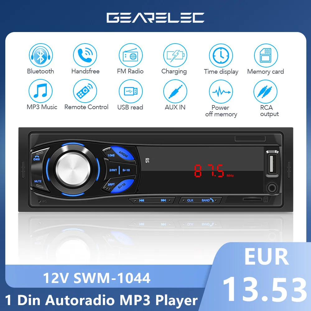 1 Din Bluetooth Autoradio Car 12V Swm-1044 Sd Aux-In Lettore Mp3 Fm Usb Auto Audio Stereo In-Dash Radio Car Electronics