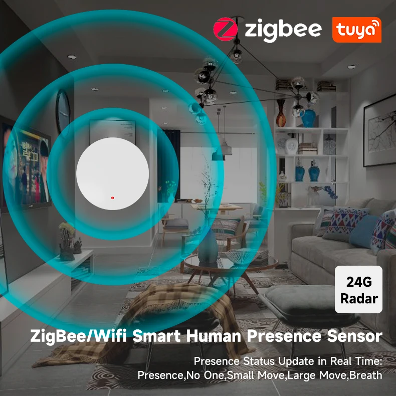 Description Picture 2 of itemSmart Life Zigbee WiFi Human Presence Detector Tuya 24G MmWave Radar PIR Montion Sensor With Luminance Detection Smart Home