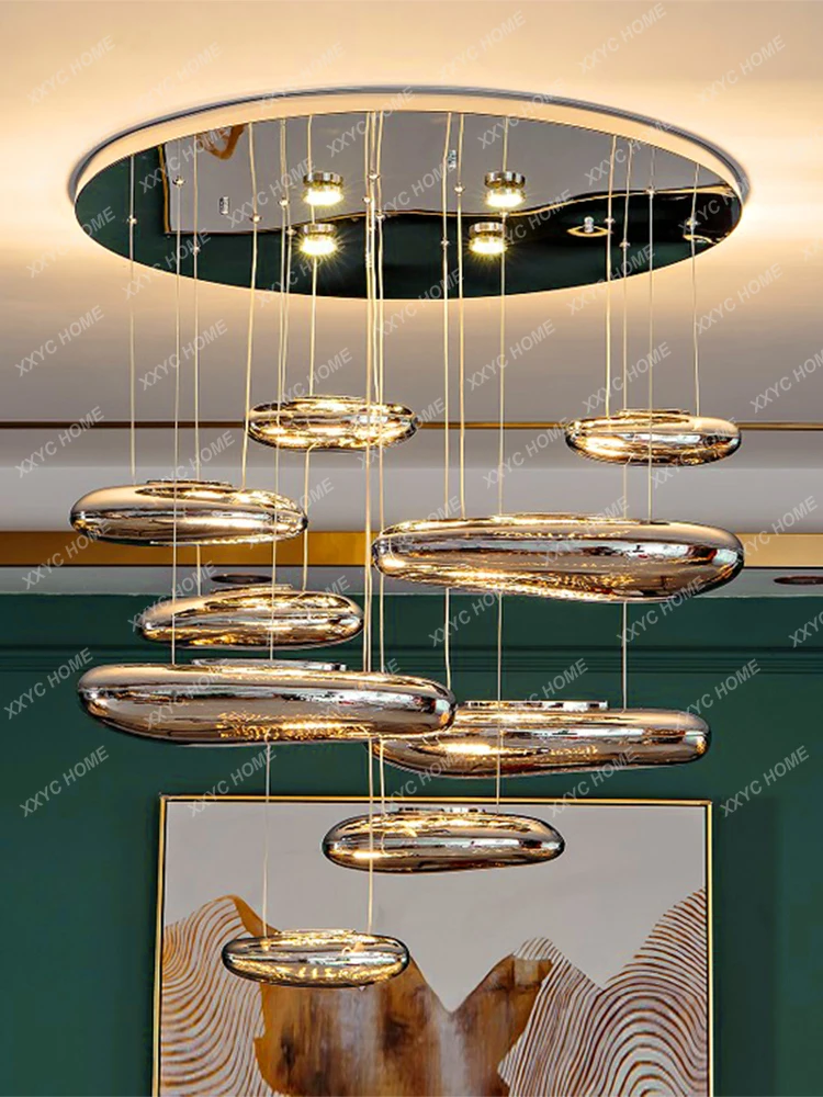 

Люстра для гостиной из атмосферного стекла, основная лампа в скандинавском стиле, вилла, спальня, выставочный зал, лампа для столовой