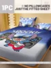 1 cartoon cute Stitch pattern digital printed frosted Fitted Sheet,bedroom printed bed cover,bedding(No pillowcase) 2