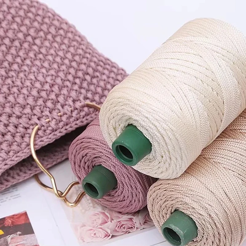 

200M/Roll 3mm Hollow Knitted Crochet Yarns Braided Thread Round Rope DIY Handbag Purse Hat Bag Making Cord