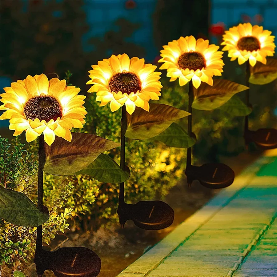 2024 New Creative Solar Sunflower Light Waterproof 20LEDs Yard Pathway Landscape Lawn Lamps Garden Decoration Outdoor Lighting