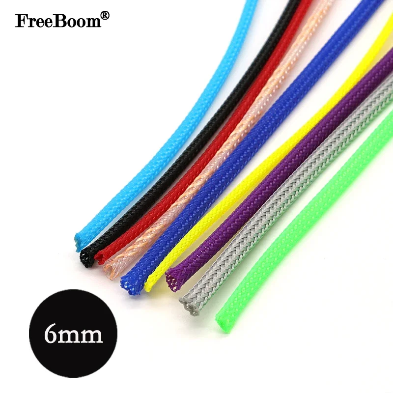 1/2/3/5/10/20/30/50M 6mm Insulated PET Braid Sleeving High Density Cable Sheath Wrap Cable Protector Braid Sleeves For Wires