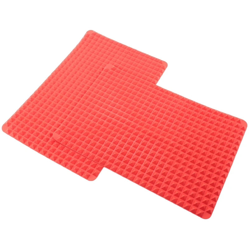 

Silicone Baking Mat Pyramid Sheets Cooking Pan,Best Healthy Fat Reducing Non Stick Cooking Mat For Baking Mat 2Pc Red