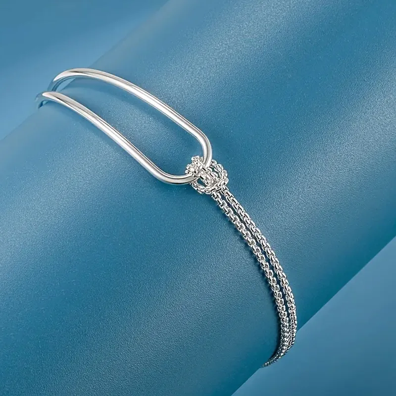 New S925 Silver Minimalist Geometric Collage Bracelet