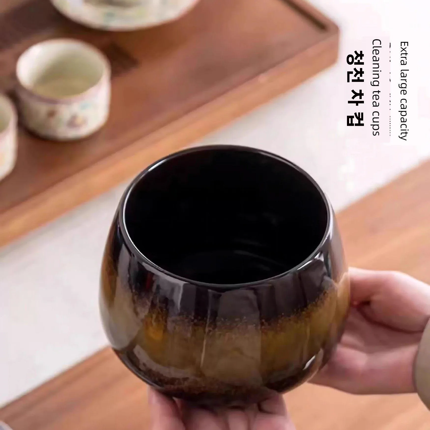 저렴한 세라믹 퍼플 클레이 차 폐수통, 차 잔물통, 물통, 폐수통, 탁상용 종이 바구니, 차 세척통
