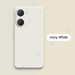 Luxury Dual Layer Cellphone Case with Full Camera Protection and Soft Square Liquid Silicone Armor for VIVO Y28E 5G (Ivory White)