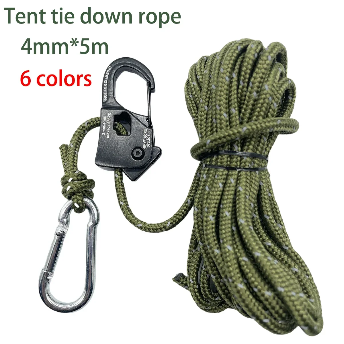 Camping Tent Cord Adjuster Wind Rope Tie Down Reflective Tightener Fastening Pulley Ratchet Awning Rope Buckle 5m
